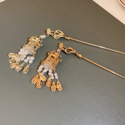 Copper Alloy Palace Lamp Pearl Hairpin