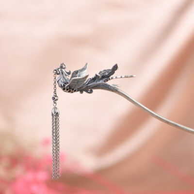 S925 Silver Phoenix Tassel Hairpin