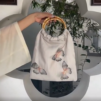Butterfly Bamboo Knot Calligraphy Handbag