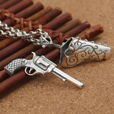 Sterling Silver Exquisite Openable Pistol Pendant