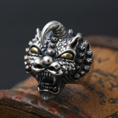 Sterling Silver Retro Pixiu Ring
