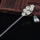 6GlassFlowers2ColoredStoneBarrelBeadsTasselHairpin-Wood.jpg