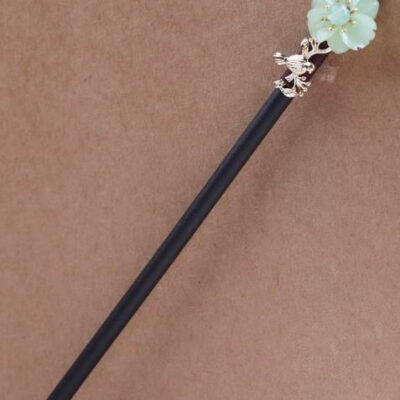 Wood Bird Jade Flower Stone Hairpin