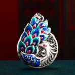 BluePeacockDropletHollowEnamelPendant-SterlingSilver.jpg