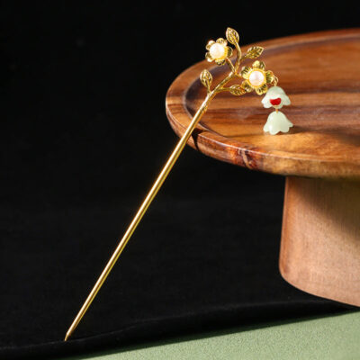 Copper Alloy Branch Pearl Flower Hairpin