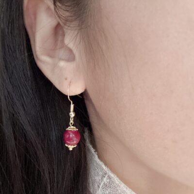 Vintage Chinese Cinnabar Red Earrings