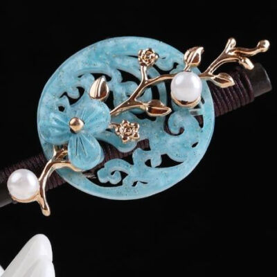 Wood Branch Flower 2 Pearl Hairpin