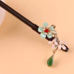 GreenFlower2WhiteFlowerRedAgateJasperTasselHairpin.jpg