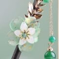 GreenFlower3GreenBeadTasselHairpin.jpg