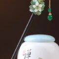 GreenFlower3GreenBeadTasselHairpin-Wood.jpg