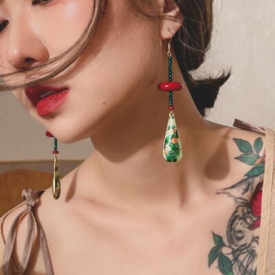 Classical Enamel Cloisonne Feng Shui Earrings