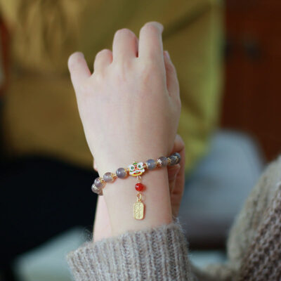 Purple Agate Lion Dance Lucky Tassel Bracelet