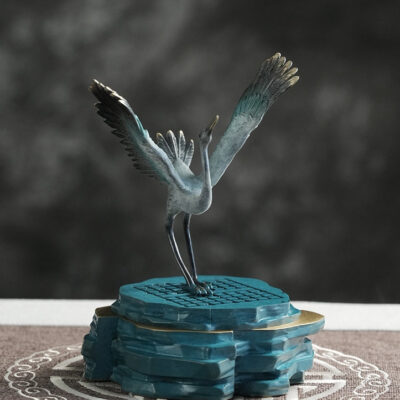 Red-Crowned Crane Copper Incense Burner