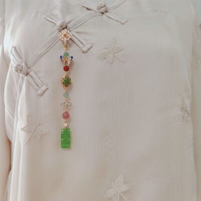 Butterfly Xiangyun Turquoise Tassel Brooch