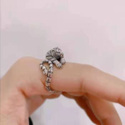 Chinoiserie Retro Tiger Men's Open Ring