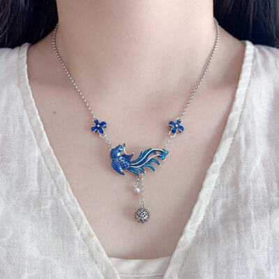 Sterling Silver Phoenix Tassel Necklace