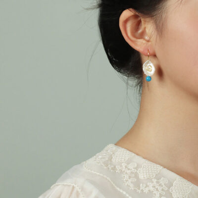 Sterling Silver Handmade Flower Pearl Earrings