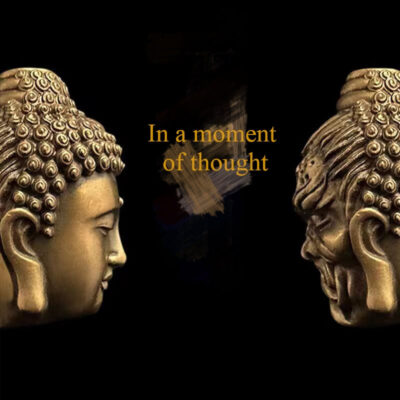Brass Double Sided Buddha Playing Pendant