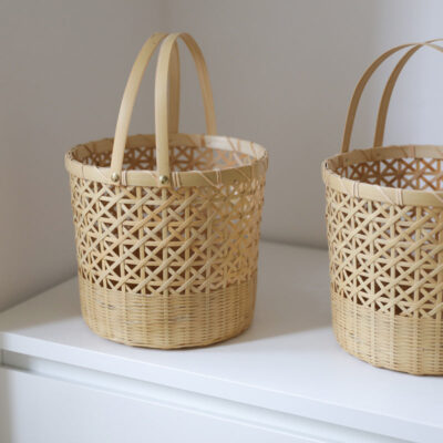 Circular Portable Bamboo Woven Basket