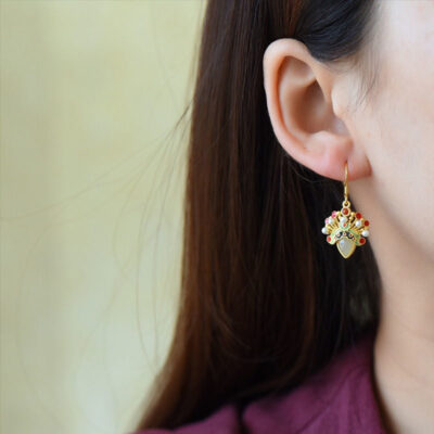 Sterling Silver Peking Opera Mask Agate Earrings