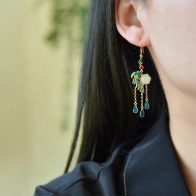 Sterling Silver Phoenix Jade 3 Tassel Earrings