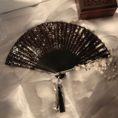 Handmade Black Gold Han Dynasty Antique Folding Fan