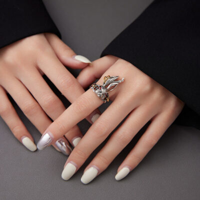 Sterling Silver Gold & Silver Contrast Rabbit Ring