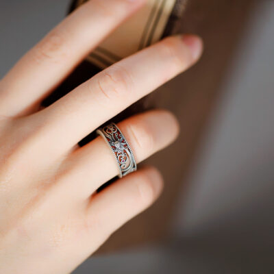 Vintage 9 Tailed Fox Hollow Ethnic Totem Ring