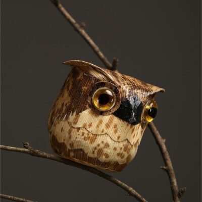 Folk Craft Bamboo Shoot Shell Woven Owl Decor