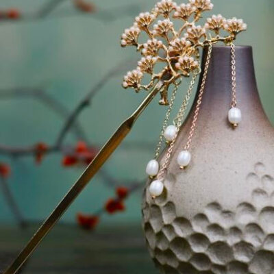 Classic Pearl Flower Tassel Hairpin