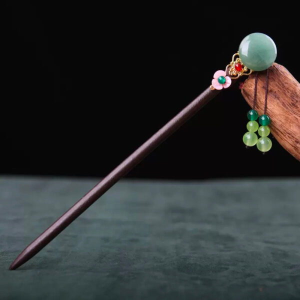 PinkFlowerJade2BeadsTasselHairpin.jpg