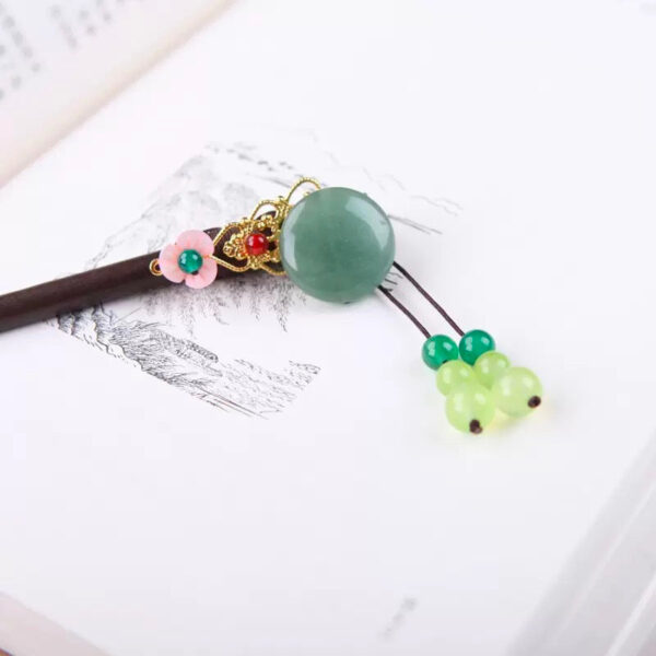 PinkFlowerJadeBeadsTasselHairpin-Wood.jpg