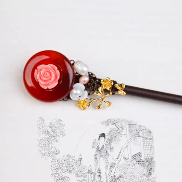 PinkFlowerRedAgatePearlWhiteFlowerHairpin.jpg PinkFlowerRedAgatePearlWhiteFlowerHairpin.jpg