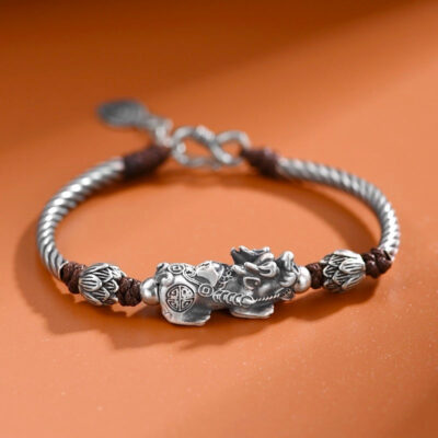 Sterling Silver Woven Pixiu Bracelet