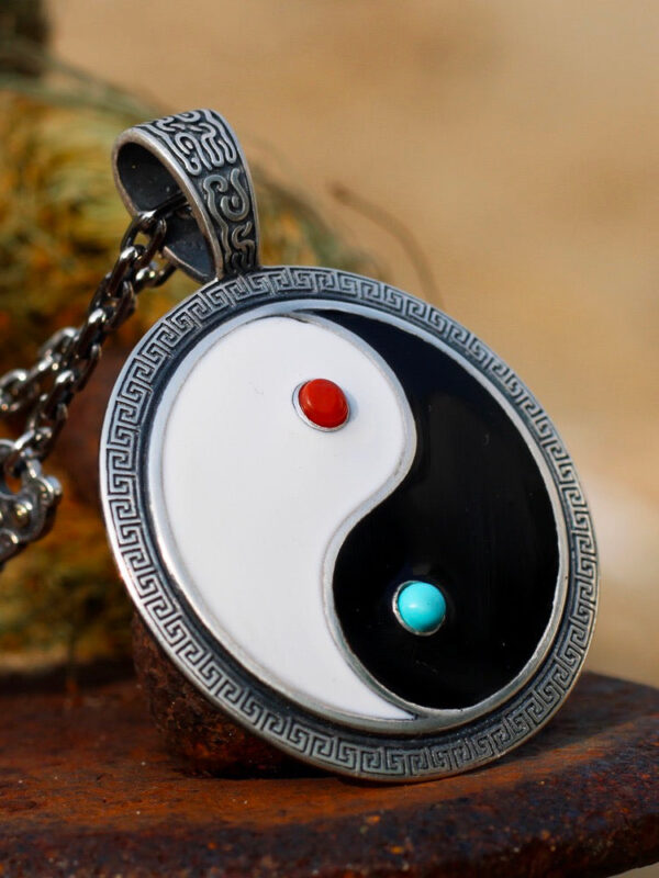 RedAgateandTurquoiseTaiChiPendant.jpg