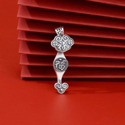 Sterling Silver Ruyi & Fu Character Pendant