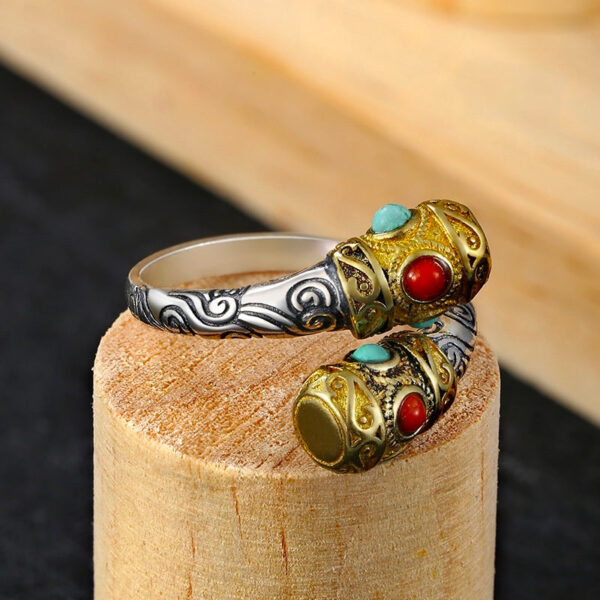 RuyiGoldenHoopStickTurquoiseRubyRing-SterlingSilver.jpg