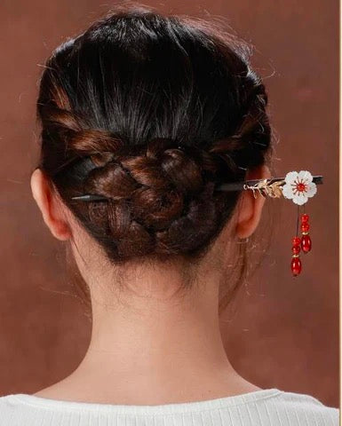 ShellFlower7RedAgateTasselHairpin-Wood.jpg