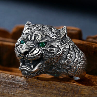 Sterling Silver Chinese Tiger Ring
