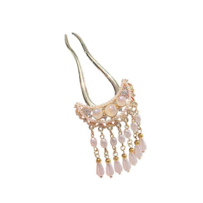 Moon Pearl U-Shape Hairpin 7 Tassels