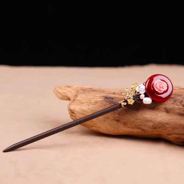 WoodPinkFlowerRedAgatePearlWhiteFlowerHairpin.jpg WoodPinkFlowerRedAgatePearlWhiteFlowerHairpin.jpg