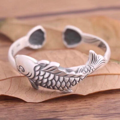 Sterling Silver Lotus Seedpod Fish Bracelet